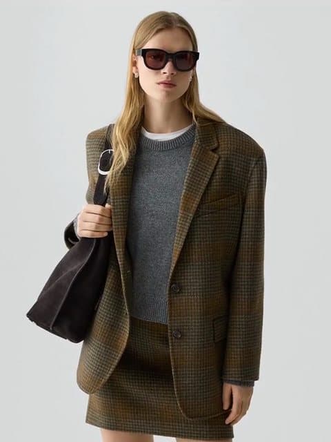 Theory plaid wool-cashmere blazer