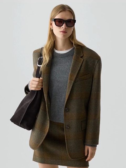 Theory Plaid wool-cashmere blazer