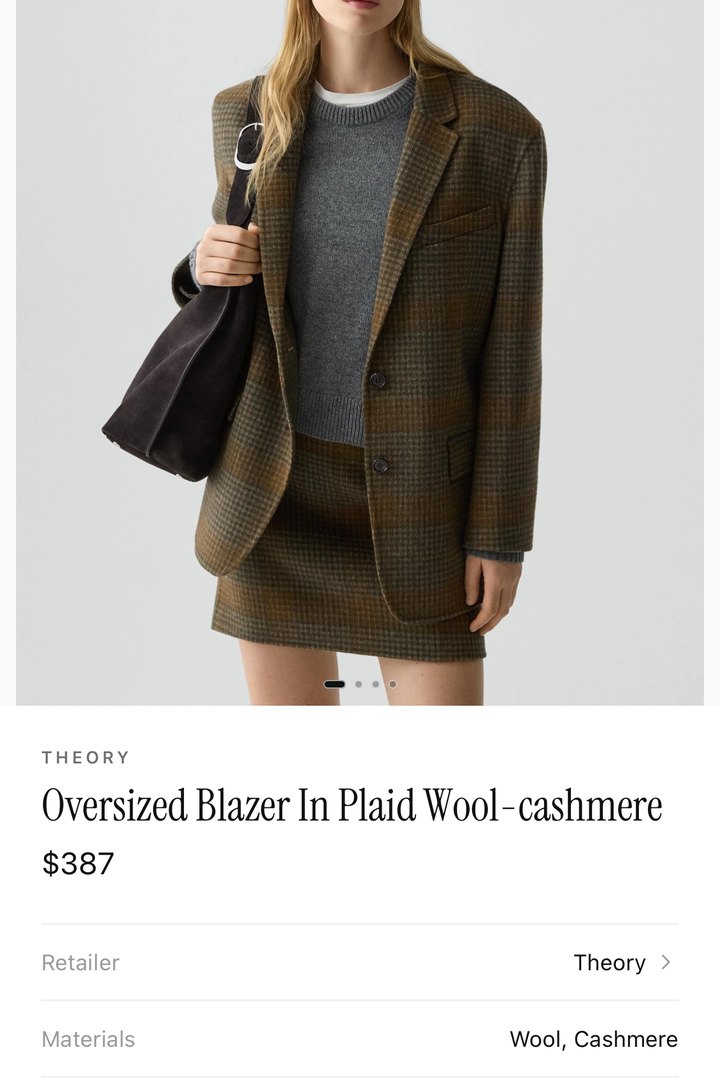 A Theory blazer’s details, with a link to buy it from Theory